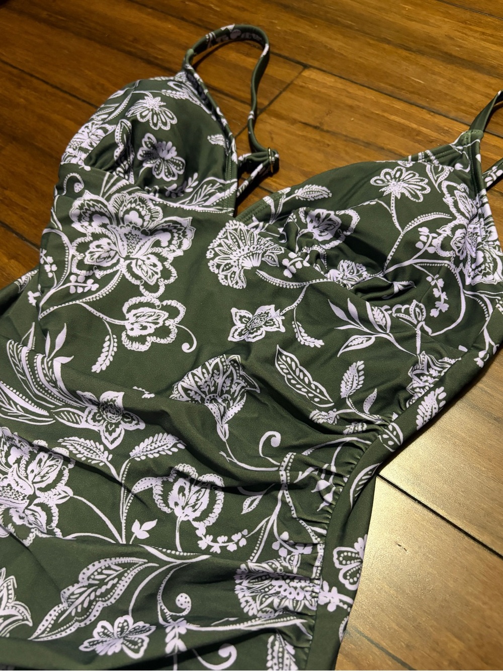 Cupshe Olive Green Floral One-Piece Swimsuit